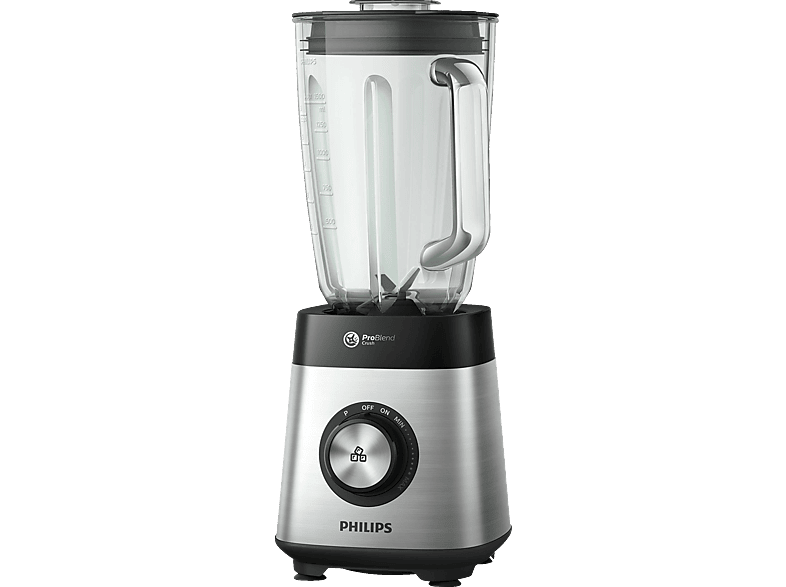 PHILIPS HR3573/90 Series 5000 Edelstahlklinge, variable Geschwindigkeit mit Impulsfunktion, Standmixer Edelstahl (1000 Watt, 2 Liter) von PHILIPS