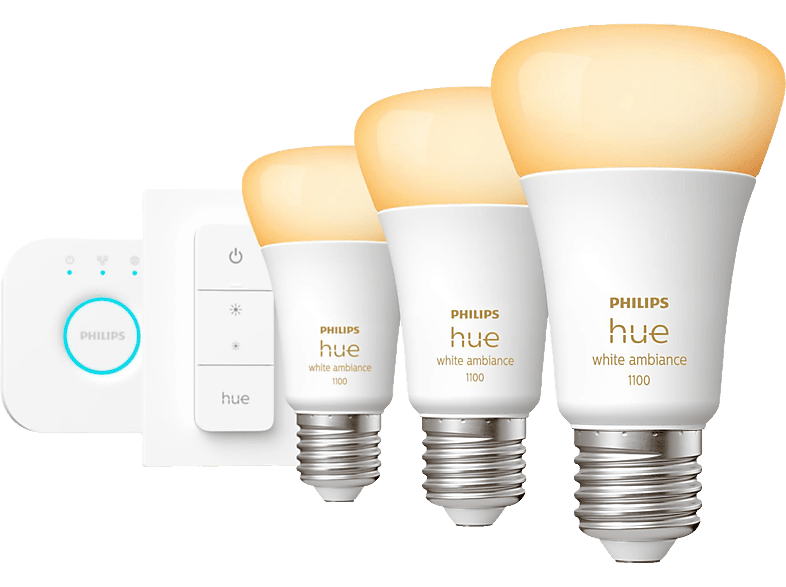 PHILIPS Hue White Ambiance E27 inkl. Dimmschalter 3x1100 3er Starter Set Warmweiß PHILIPS Hue White Ambiance E27 inkl. Dimmschalter 3x1100 3er Starter Set Warmweiß von PHILIPS