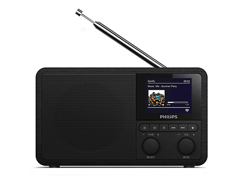 PHILIPS PR 802 Internetradio, DAB, Internet Radio, AM, FM, DAB+, Bluetooth, Schwarz von PHILIPS