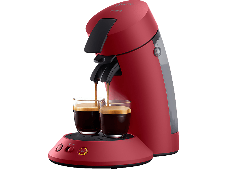 PHILIPS SENSEO® CSA210/90 Original Plus 2-Tassen-Funktion, Milder oder starker Kaffee, 0.7L Wassertank, Padmaschine, Dunkelrot von PHILIPS