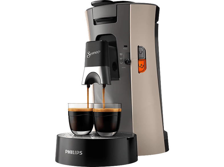 PHILIPS SENSEO® CSA240/30 Select mit Kaffeestärkewahl und Memo-Funktion, 0.9L Wassertank, Padmaschine, Beige/Kaschmirgrau von PHILIPS
