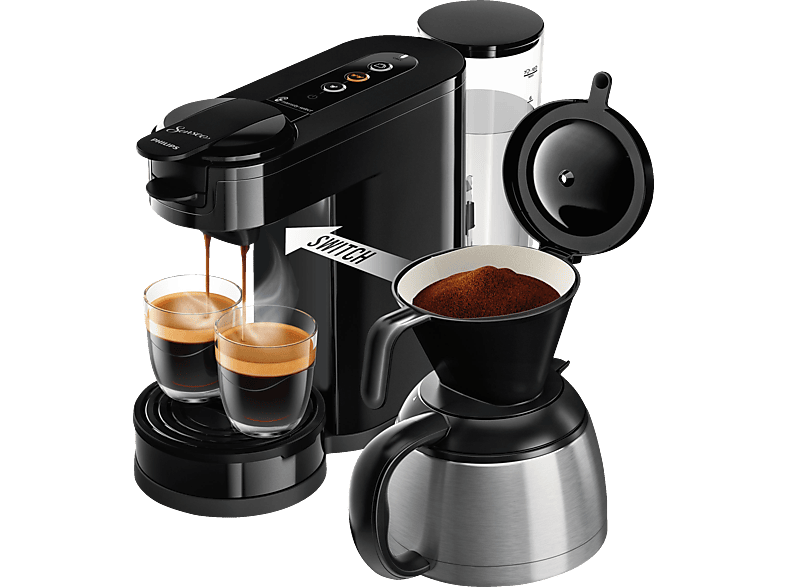 PHILIPS SENSEO® HD6592/64 Switch 2in1 Pad- und Filterkaffeemaschine, Klavierlackschwarz von PHILIPS