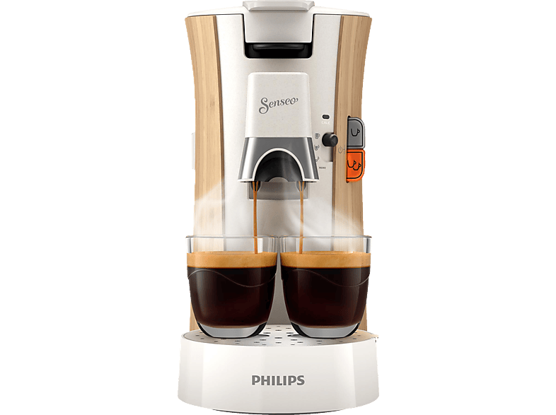 PHILIPS SENSEO® Select CSA240/05 mit Kaffeestärkewahl Plus und Memo-Funktion, 0.9L Wassertank, Padmaschine, Seidenweiß matt von PHILIPS