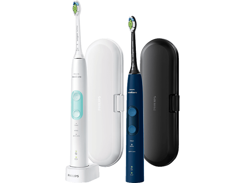 PHILIPS Sonicare HX6851/34 ProtectiveClean 5100 2er-Pack Elektrische Zahnbürste Blau/Weiß/Mint, Reinigungstechnologie: Schalltechnologie von PHILIPS