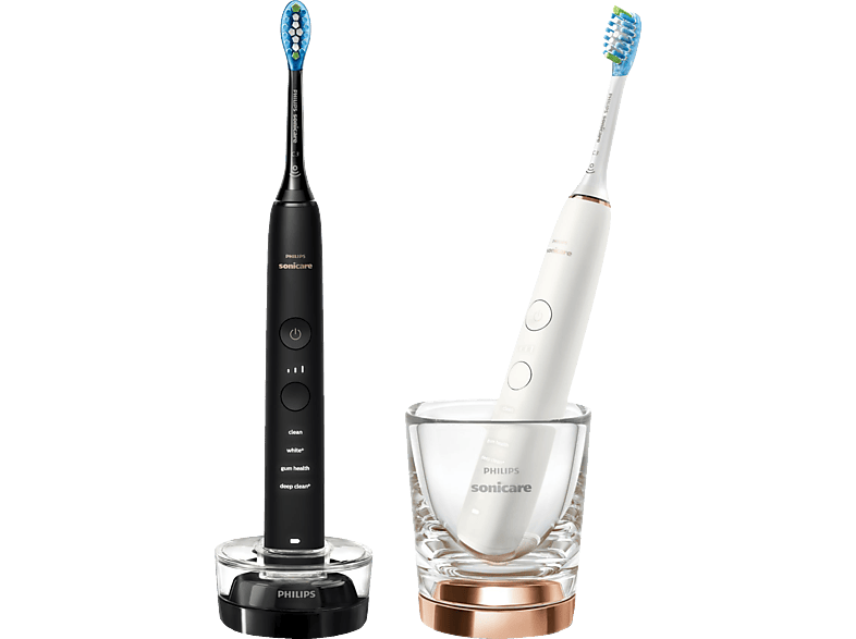 PHILIPS Sonicare HX9914/57 DiamondClean 9000 Doppelpack Elektrische Zahnbürste Schwarz/Rose Gold, Reinigungstechnologie: Schalltechnologie von PHILIPS