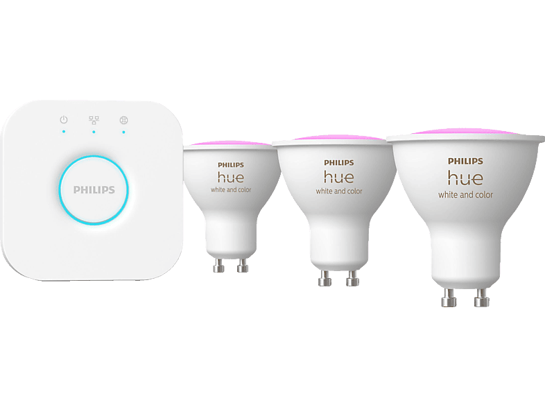PHILIPS White & Col. Amb. GU10 Dreierpack inkl. Bridge 3 x 400lm Starterset Weiß und Farbe PHILIPS White & Col. Amb. GU10 Dreierpack inkl. Bridge 3 x 400lm Starterset Weiß und Farbe von PHILIPS