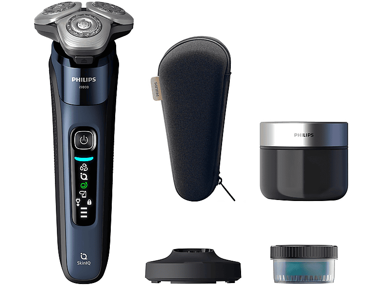 PHILIPS X9003/30 Elektrorasierer i9000 Blau (Triple Action Lift & Cut-Rasiersystem, Dual SteelPrecision Klingen , Reinigungsstation: Ja) von PHILIPS