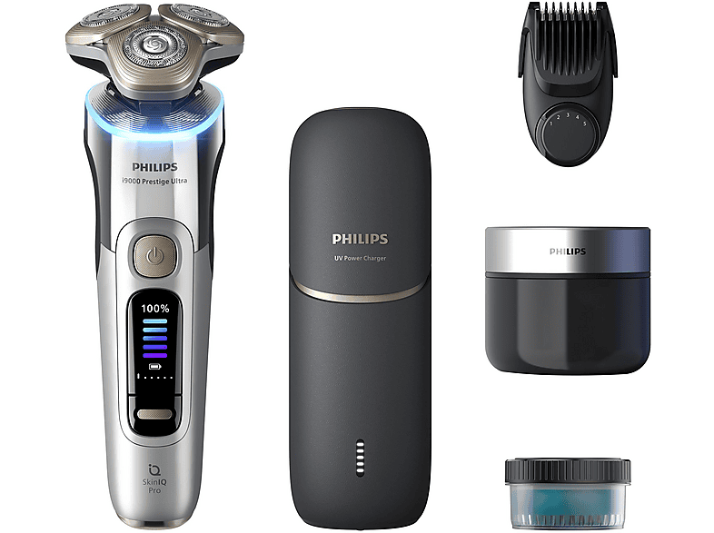 PHILIPS XP9404/46 Elektrorasierer i9000 Prestige Ultra Chromdesign (Triple Action Lift & Cut-System, NanoTech Dual Precision-Klingen, Reinigungsstation: Ja) von PHILIPS