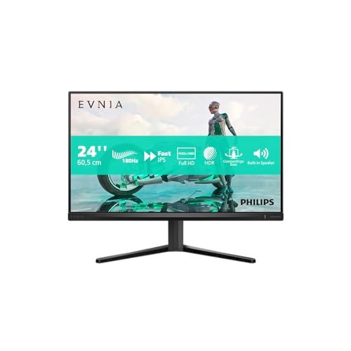 Philips Evnia 24M2N3200AM - 24 Zoll Full HD Gaming Monitor, 180 Hz, 1 ms, FreeSync Prem., G-Sync comp., HDR10 (1920x1080, 2x HDMI 2.0, 1x DisplayPort 1.4) schwarz-grau von Philips Monitors