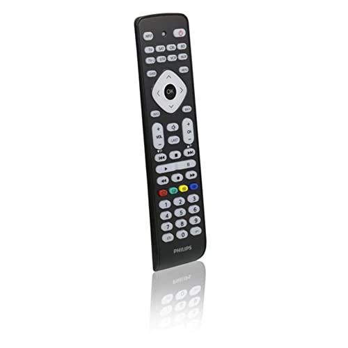 Philips SRP2018/10 – Universal-TV-Fernbedienung, 8-in-1-Controller, Smart-Taste, IR-Codes bis zu 8000 Codes, einfache Einstellung, Schwarz (Generalüberholt) von PHILIPS