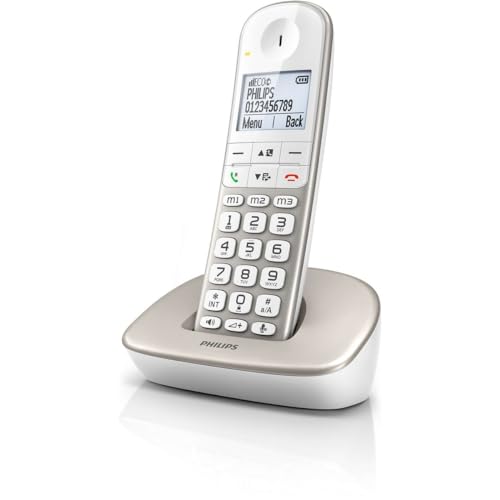 Philips XL4901S/23 Schnurloses Festnetztelefon, 4,9 cm (1,9 Zoll) Display, integrierter Lautsprecher, Freisprecheinrichtung, Anrufer-ID, Hintergrundbeleuchtung, Direktwahlfunktion, Weiß (kompatibel: von Philips