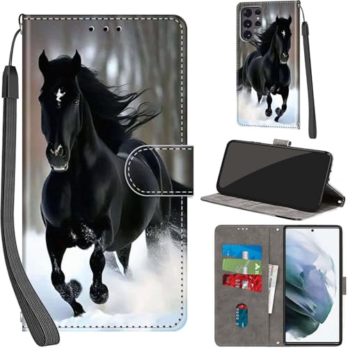 PHINIENLAND Smartphone Case Flip Case für Samsung Galaxy S22 Ultra, Lederhülle mit Magnet, Standfunktion, Tierdruck, Wasserabweisend, Schwarz PHINIENLAND Smartphone Case Flip Case für Samsung Galaxy S22 Ultra, Lederhülle mit Magnet, Standfunktion, Tierdruck, Wasserabweisend, Schwarz von PHINIENLAND