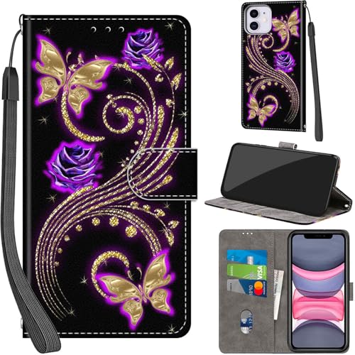 PHINIENLAND Handyhülle für iPhone 11 Hüllen Premium Leder Case Klappbar Wallet Magnet Kartenfach Standfunktion Schutzhülle kompatibel mit iPhone 11 Cover,Goldener Schmetterling PHINIENLAND Handyhülle für iPhone 11 Hüllen Premium Leder Case Klappbar Wallet Magnet Kartenfach Standfunktion Schutzhülle kompatibel mit iPhone 11 Cover,Goldener Schmetterling von PHINIENLAND