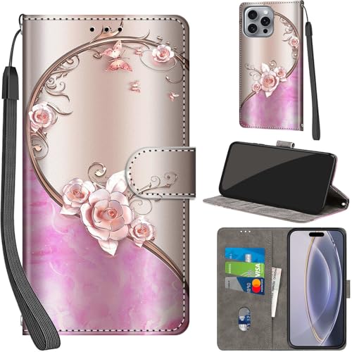 PHINIENLAND Handyhülle für iPhone 16 Pro Max Hüllen Premium Leder Case Klappbar Wallet Magnet Kartenfach Standfunktion Schutzhülle kompatibel mit iPhone 16 Pro Max Cover,Rose PHINIENLAND Handyhülle für iPhone 16 Pro Max Hüllen Premium Leder Case Klappbar Wallet Magnet Kartenfach Standfunktion Schutzhülle kompatibel mit iPhone 16 Pro Max Cover,Rose von PHINIENLAND