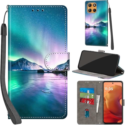 PHINIENLAND Handyhülle für Motorola Moto G15 / G15 Power Hüllen Premium Leder Case Klappbar Wallet Magnet Kartenfach Standfunktion Schutzhülle kompatibel mit Moto G15 Cover,Aurora PHINIENLAND Handyhülle für Motorola Moto G15 / G15 Power Hüllen Premium Leder Case Klappbar Wallet Magnet Kartenfach Standfunktion Schutzhülle kompatibel mit Moto G15 Cover,Aurora von PHINIENLAND