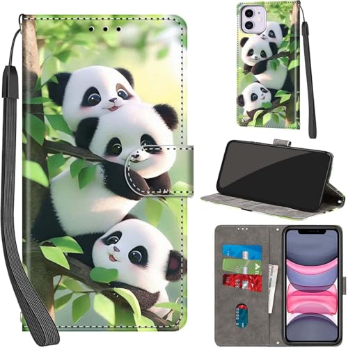 PHINIENLAND Handyhülle für iPhone 11 Hülle Premium Lederhülle Klappbar Wallet Magnet Kartenfach Standfunktion Schutzhülle kompatibel mit iPhone 11 Hülle,Panda PHINIENLAND Handyhülle für iPhone 11 Hülle Premium Lederhülle Klappbar Wallet Magnet Kartenfach Standfunktion Schutzhülle kompatibel mit iPhone 11 Hülle,Panda von PHINIENLAND