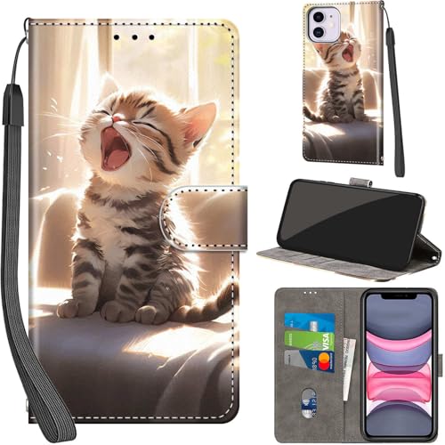 PHINIENLAND Handyhülle für iPhone 11 Hüllen Premium Leder Case Klappbar Wallet Magnet Kartenfach Standfunktion Schutzhülle kompatibel mit iPhone 11 Cover,Katze PHINIENLAND Handyhülle für iPhone 11 Hüllen Premium Leder Case Klappbar Wallet Magnet Kartenfach Standfunktion Schutzhülle kompatibel mit iPhone 11 Cover,Katze von PHINIENLAND