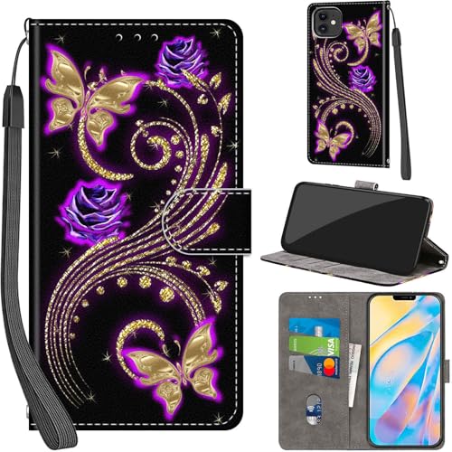 PHINIENLAND Handyhülle für iPhone 12 / iPhone 12 Pro Hüllen Premium Leder Case Klappbar Wallet Magnet Kartenfach Standfunktion Schutzhülle kompatibel mit iPhone 12/12 Pro Cover,Goldener Schmetterling PHINIENLAND Handyhülle für iPhone 12 / iPhone 12 Pro Hüllen Premium Leder Case Klappbar Wallet Magnet Kartenfach Standfunktion Schutzhülle kompatibel mit iPhone 12/12 Pro Cover,Goldener Schmetterling von PHINIENLAND