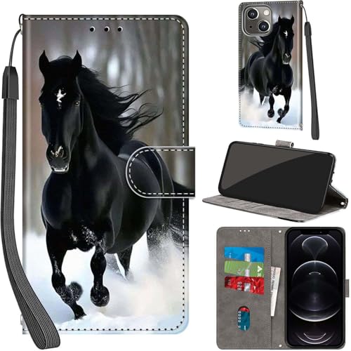 PHINIENLAND Handyhülle für iPhone 13 / iPhone 14 Hülle Premium Lederhülle Klappbar Wallet Magnet Kartenfach Standfunktion Schutzhülle kompatibel mit iPhone 14 Hülle,Pferd PHINIENLAND Handyhülle für iPhone 13 / iPhone 14 Hülle Premium Lederhülle Klappbar Wallet Magnet Kartenfach Standfunktion Schutzhülle kompatibel mit iPhone 14 Hülle,Pferd von PHINIENLAND