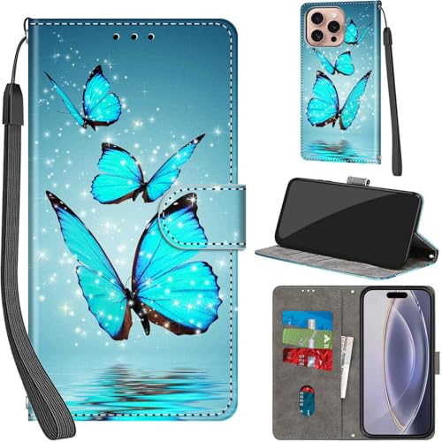 PHINIENLAND Handyhülle für iPhone 16 Pro Hülle Premium Lederhülle Klappbar Wallet Magnet Kartenfach Standfunktion Schutzhülle kompatibel mit iPhone 16 Pro Hülle,Grün von PHINIENLAND