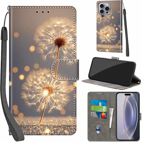 PHINIENLAND Handyhülle für iPhone 16 Pro Max Hüllen Premium Leder Case Klappbar Wallet Magnet Kartenfach Standfunktion Schutzhülle kompatibel mit iPhone 16 Pro Max Cover,Löwenzahn PHINIENLAND Handyhülle für iPhone 16 Pro Max Hüllen Premium Leder Case Klappbar Wallet Magnet Kartenfach Standfunktion Schutzhülle kompatibel mit iPhone 16 Pro Max Cover,Löwenzahn von PHINIENLAND