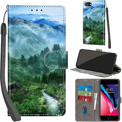 PHINIENLAND Handyhülle für iPhone SE 2022/2020 / iPhone 7/8, Premium Lederhülle, Klappbar, Wallet, Magnet, Kartenfach, Standfunktion, Schutzhülle, Wald, Grün PHINIENLAND Handyhülle für iPhone SE 2022/2020 / iPhone 7/8, Premium Lederhülle, Klappbar, Wallet, Magnet, Kartenfach, Standfunktion, Schutzhülle, Wald, Grün von PHINIENLAND