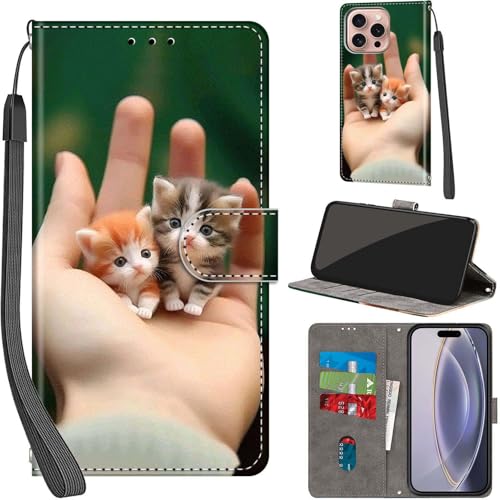 PHINIENLAND Schutzhülle für iPhone 16 Pro, Premium-PU-Leder, Klappetui, mit Kartenfächern, Ständer, magnetisch, Buchhülle, kompatibel mit iPhone 16 Pro Cover – Katze PHINIENLAND Schutzhülle für iPhone 16 Pro, Premium-PU-Leder, Klappetui, mit Kartenfächern, Ständer, magnetisch, Buchhülle, kompatibel mit iPhone 16 Pro Cover – Katze von PHINIENLAND