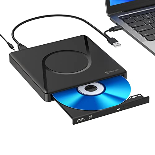 PHIXERO Externer 3D-Blu-ray-DVD-Brenner, tragbares Blu-ray-Laufwerk USB 3.0 mit 100 GB Disc-Brennfunktion und USB-Kabel für Mac OS, Windows XP/7/8/10, Linux, Vista, Laptop-PC von PHIXERO