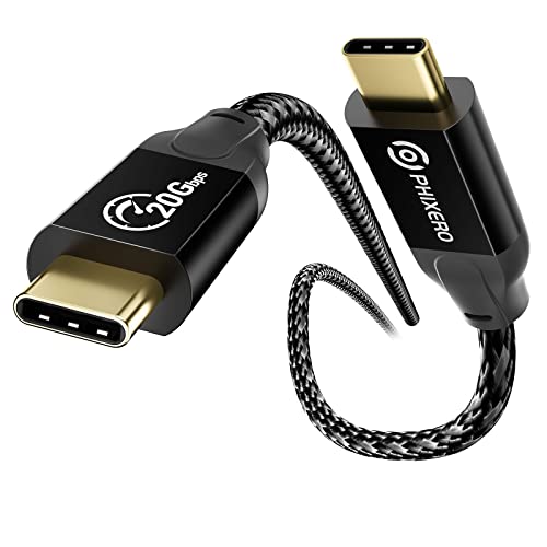 PHIXERO USB C auf USB C Kabel 100W (20Gbps) USB C Kabel 3.2 Gen 2x2 mit 4K Videoausgang, kompatibel mit MacBook Pro Thunderbolt 3, Samsung Galaxy S22/21/20, iPad Pro (0.5M, Gerade) von PHIXERO