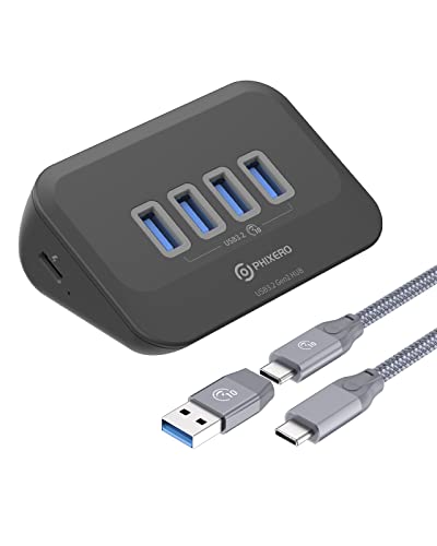 PHIXERO USB Port Hub 10 Gbps, 4 Ports USB 3.1 Hub, Hochgeschwindigkeits USB 3.2 Gen 2 Datenhub, USB Hub für Laptop, PC, iMac, MacBook, Playstation, Xbox von PHIXERO