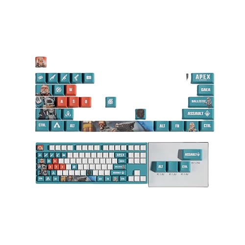 Apex 29 Tastaturkappen, PC-Gaming-Tastenkappe, Lasergravur, Lasergravur mit jedem Porträt, passiv und Fähigkeiten passen zu jeder mechanischen Tastatur (BALLISTIC) von PHJEDXCM