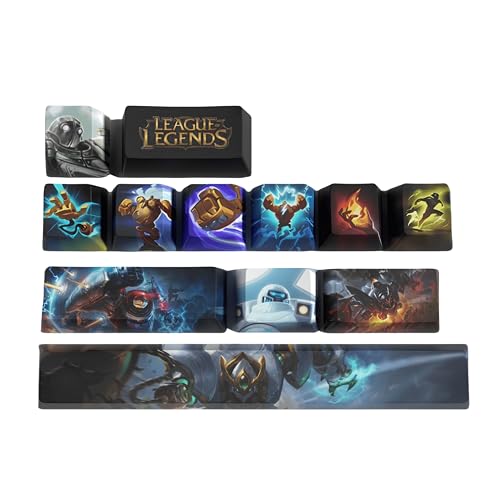 LOL Tastaturkappen PC Gaming Mechanische Tastenkappe Numpad Benutzerdefinierte Tastenkappen Lasergravur Lasergraviert mit jedem Porträt passiv und Fähigkeiten passen mit jeder mechanischen Tastatur von PHJEDXCM