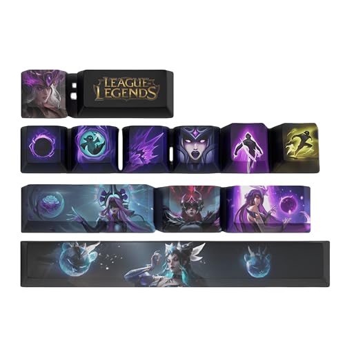 LOL Tastaturkappen PC Gaming Mechanische Tastenkappe Numpad Benutzerdefinierte Tastenkappen Lasergravur Lasergraviert mit jedem Porträt passiv und Fähigkeiten passen mit jeder mechanischen Tastatur von PHJEDXCM