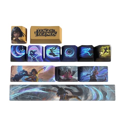 LOL Tastaturkappen PC Gaming Mechanische Tastenkappe Numpad Benutzerdefinierte Tastenkappen Lasergravur Lasergraviert mit jedem Porträt passiv und Fähigkeiten passen mit jeder mechanischen Tastatur von PHJEDXCM
