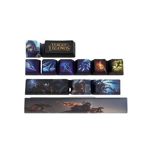 LOL Tastaturkappen PC Gaming Mechanische Tastenkappe Numpad Benutzerdefinierte Tastenkappen Lasergravur Lasergraviert mit jedem Porträt passiv und Fähigkeiten passen zu jeder mechanischen Tastatur von PHJEDXCM