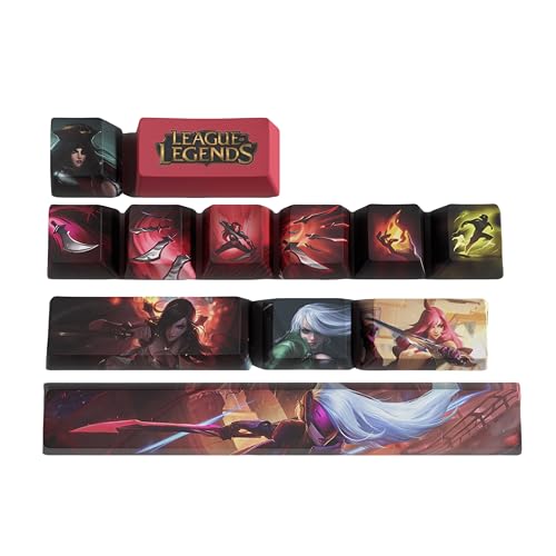 LOL Tastaturkappen PC Gaming Mechanische Tastenkappe Numpad Enter Keycap Benutzerdefinierte Tastenkappen Lasergraviert mit jedem Portrait Passiv und Fähigkeiten passen zu jeder mechanischen Tastatur von PHJEDXCM