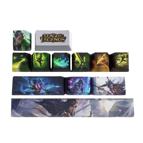 LOL Tastaturkappen PC Gaming Mechanische Tastenkappe Numpad Enter Keycap Benutzerdefinierte Tastenkappen Lasergraviert mit jedem Portrait Passiv und Fähigkeiten passen zu jeder mechanischen Tastatur von PHJEDXCM