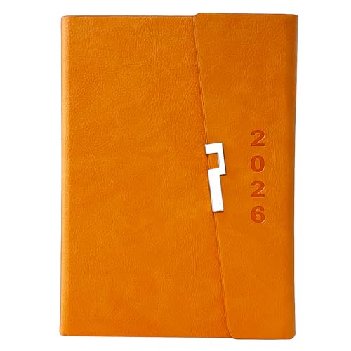 Planer 2026 – Tageskalenderplaner (Jan – Dezember 2026), eine Seite pro Tag, stündliches Terminbuch mit Zeitschlitzen, 14,5 x 21,1 cm, dickes Papier (Orange) von PHLIFOSS