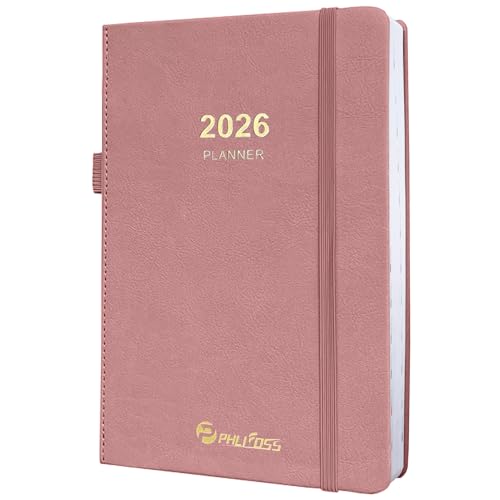 Tagesplaner/Kalender 2026, eine Seite pro Tag, Tagesplaner, Monatsplaner mit Zeitschlitzen und monatlichen Registerkarten, Januar - Dez. 2026, 14,5 x 21 cm, Terminbuch, Stifthalter, Ledereinband (2026 Tagesplaner/Kalender 2026, eine Seite pro Tag, Tagesplaner, Monatsplaner mit Zeitschlitzen und monatlichen Registerkarten, Januar - Dez. 2026, 14,5 x 21 cm, Terminbuch, Stifthalter, Ledereinband (2026 von PHLIFOSS