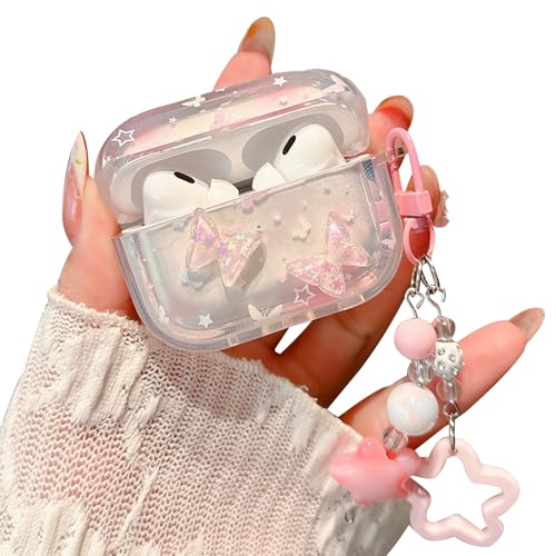 PHOEACC Schutzhülle für Airpod Pro 2, niedlicher 3D-Glitzer-Schmetterling mit Stern, Schlüsselanhänger, transparent, TPU, kompatibel mit AirPods Pro 2. Generation, Hülle für Mädchen und Frauen PHOEACC Schutzhülle für Airpod Pro 2, niedlicher 3D-Glitzer-Schmetterling mit Stern, Schlüsselanhänger, transparent, TPU, kompatibel mit AirPods Pro 2. Generation, Hülle für Mädchen und Frauen von PHOEACC
