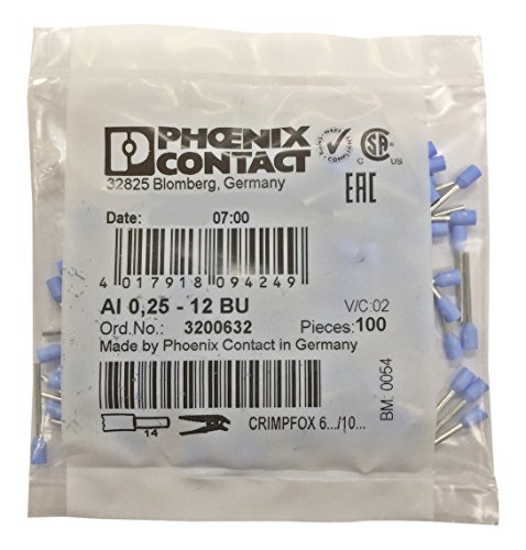 PHOENIX CONTACT AI 0.25-12 BU Aderendhülse, 12mm Hülsenlänge, 16.5mm Länge, Blau, 100 Stück PHOENIX CONTACT AI 0.25-12 BU Aderendhülse, 12mm Hülsenlänge, 16.5mm Länge, Blau, 100 Stück von PHOENIX CONTACT