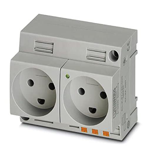 PHOENIX CONTACT EO-K/PT/LED/DUO Doppelsteckdose, Steckgesicht Typ K, Push-in-Federanschluss, 133.000g, Grau, 2 Stück von PHOENIX CONTACT