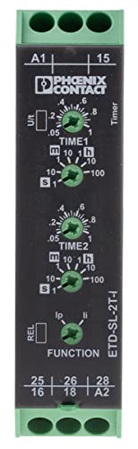 PHOENIX CONTACT ETD-SL-2T-I Zeitrelais, Impulsgeber mit Einstellbaren Puls- und Pausenzeiten (50 ms - 100 h), Weitbereichsnetzteil, 2 Wechsler, Grün von PHOENIX CONTACT