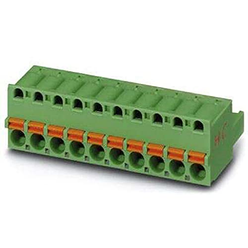 PHOENIX CONTACT FKC 2.5 HC/10-ST Leiterplattensteckverbinder, 16A, 320V, 10 Anzahl der Potenziale, 10 Polzahl Pro Reihe, 10 Anzahl der Anschlüsse, 5mm Rastermaß, Grün, 50 Stück von PHOENIX CONTACT