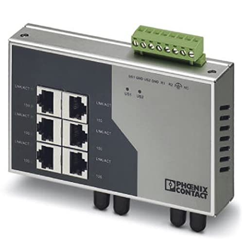PHOENIX CONTACT FL SWITCH SF 6TX/2FX ST Ethernet Switch, 6 TP-RJ45-Ports, 2 LWL-Ports, 100 MBit/s vollduplex im ST-D-Format von PHOENIX CONTACT