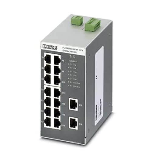 PHOENIX CONTACT FL SWITCH SFNT 16TX Ethernet Switch für weiten Temperaturbereich, 16 TP-RJ45-Ports, automatische Erkennung der Datenübertragungsrate von 10 oder 100 MBit/s (RJ45) von PHOENIX CONTACT