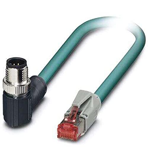 PHOENIX CONTACT NBC-MR/2.0-94B/R4AC SCO US Netzwerkkabel, Ethernet CAT5 (1 GBit/s), 8 Polig, PUR Halogenfrei, RAL 5021, Geschirmt, Stecker Gewinkelt M12/IP67, Kodierung A, Stecker Gerade RJ45/IP20 von PHOENIX CONTACT