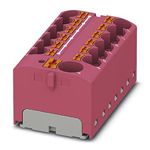 PHOENIX CONTACT PTFIX 10/12X4 PK Verteilerblock, 450 V, 32 A, Anzahl der Anschlüsse 13, Querschnitt 0,2 mm² - 6 mm², AWG 24 - 10, Breite 46,3 mm, Höhe 21,7 mm, Pink, 8 Stück von PHOENIX CONTACT