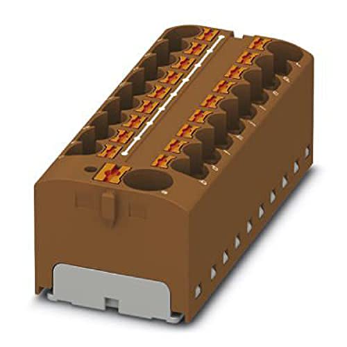 PHOENIX CONTACT PTFIX 10/18X4-G BN Verteilerblock, Intern Gebrückt, 450 V, 32 A, Anzahl der Anschlüsse 19, Querschnitt 0,2 mm² - 6 mm², AWG 24 - 10, Breite 64,8 mm, Höhe 22,7 mm, Braun, 8 Stück von PHOENIX CONTACT