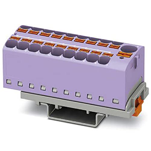 PHOENIX CONTACT PTFIX 10/18X4-NS35 VT Verteilerblock, Anzahl der Anschlüsse 19, Querschnitt 0,5 mm² - 10 mm², AWG 20 - 6, Breite 28,6 mm, Violett, 8 Stück von PHOENIX CONTACT